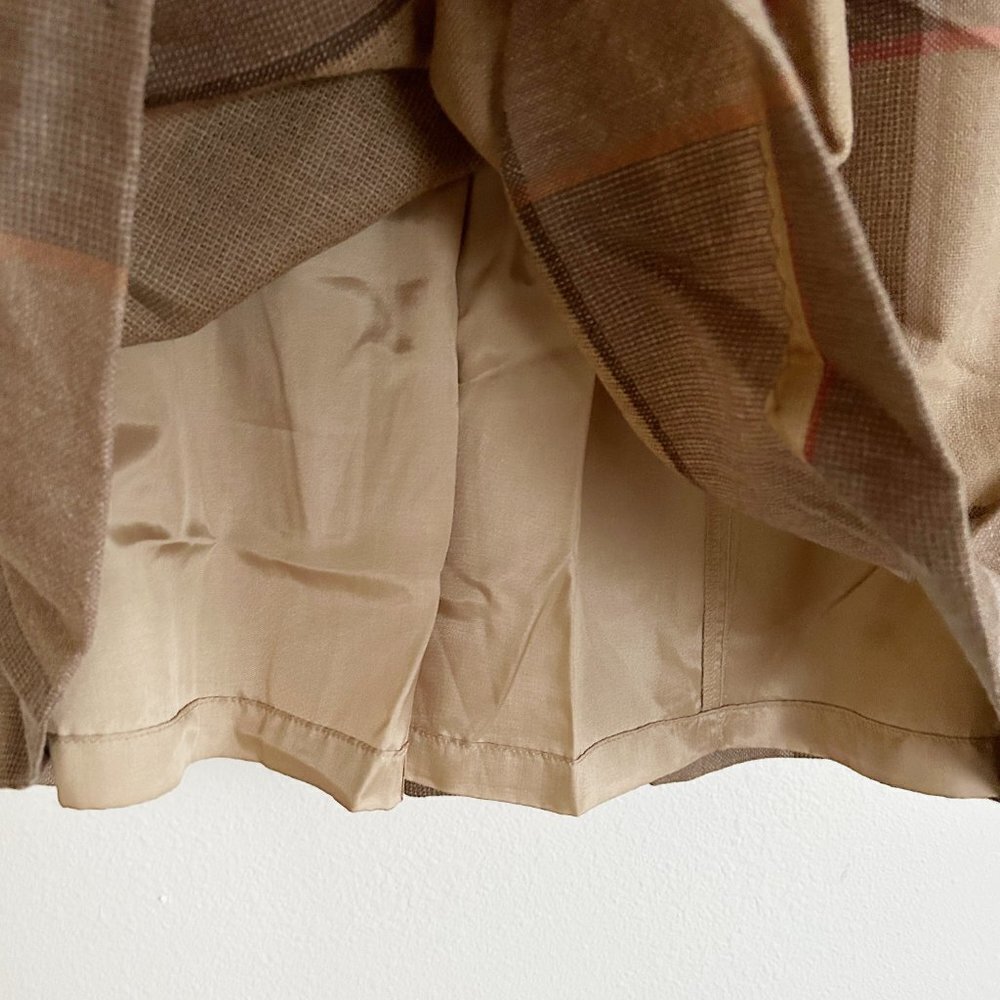 Vtg John Meyer Skirt Women 10 Tan Wool Plaid Midi Pleated High Waist 70's Retro - Picture 5 of 7